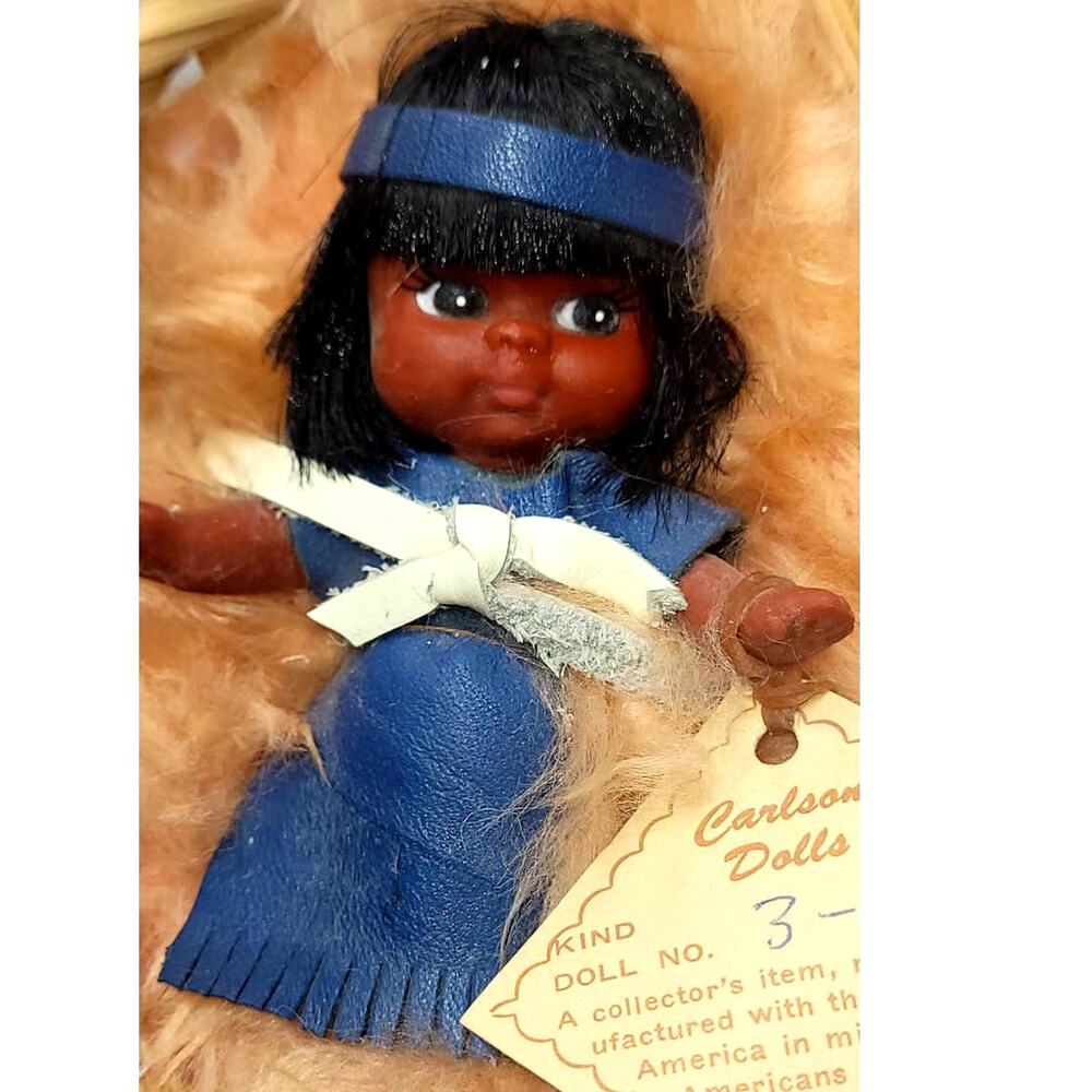 4" Vintage #'d Carlson Dolls Native American Baby Doll Aware of Our Heritage - Picture 2 of 5